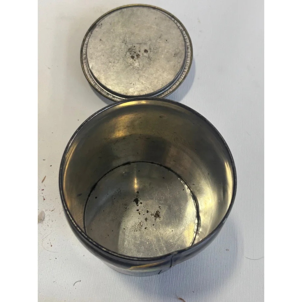Vintage George W Horner Magnolia Floral Toffee Tin Made in England Black‎ Metal